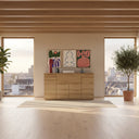 Aparador salón Bolonia madera con cuatro puertas y cajón moldurado
