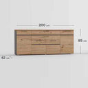 Aparador salón ROMA 200 cm 4 puertas 2 cajones diseño nórdico