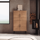 Mueble salón 4 puertas NAPOLI con estantes interiores y diseño moderno en nogal y arena