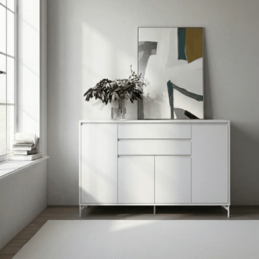 Aparador salón alto TIVOLI con 4 puertas y 2 cajones diseño contemporáneo acabado personalizable.