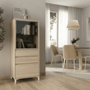 Vitrina baja de cristal TIVOLI de 60 cm con puerta Parsol y almacenamiento cerrado en salón moderno
