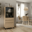 Vitrina baja de cristal TIVOLI de 60 cm con puerta Parsol y almacenamiento cerrado para salón moderno