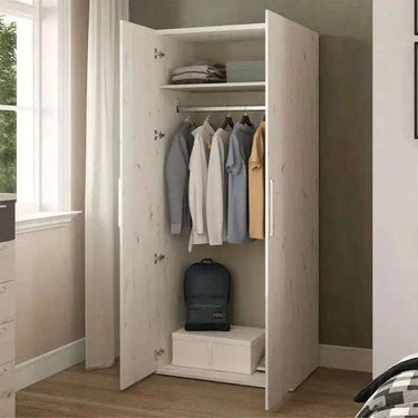 Armario 2 puertas batientes modelo Génova de madera en colores artesán y roble natural