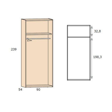 Armario 2 puertas L AQUILA madera melamina 240cm