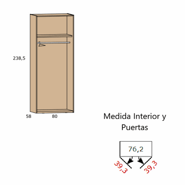 armario 2 puertas lucca mod 2 diseño minimalista y compacto