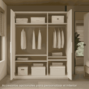 Armario 3 puertas SIENA elegante y versátil con estantes y barras para colgar
