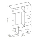 Armario con cajones grande blanco de tablero con 3 puertas, 2 cajones y estantes internos, 215x150x52 cm.