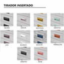 Tirador insertado para cama compacta, en tonos negro, malva, mostaza y otros colores; Armario corredero no visible.