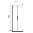 Armario 2 puertas CAPRI moderno y compacto para dormitorio pequeño