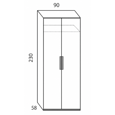 Armario 2 puertas CAPRI moderno y compacto para dormitorio pequeño
