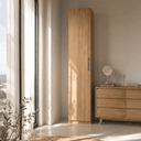 Armario 1 puerta CAPRI compacto y funcional en madera con tirador negro