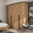 Armario 4 puertas LUCCA moderno en madera con tiradores negros mate y gran capacidad de almacenaje