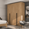 Armario 4 puertas LUCCA moderno en madera con tiradores negros mate y gran capacidad de almacenaje