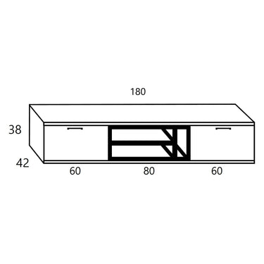 Composición salón-comedor BOLONIA moderna y funcional estilo nórdico con módulo alto, estantería y mueble TV en tonos madera natural