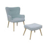 butaca con brazos y reposapiés azul velvet modelo indo