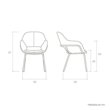 Butaca BRISBANE tapizada con patas metálicas negras y diseño ergonómico disponible en varios colores