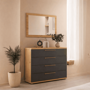 Cómoda 4 cajones GENOVA de 120 cm en acabado madera con tiradores personalizables
