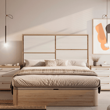 Cabecero Arenzano de paneles modulares en color Roble Natural para dormitorio