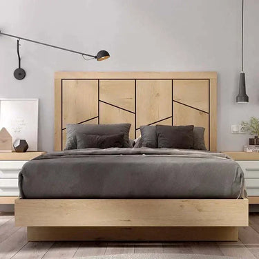 Cabecero L'AQUILA mod. 3 de melamina con diseño geométrico y molduras, disponible en 6 colores, fabricado en España.