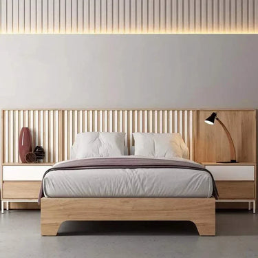 Cabecero cama matrimonio LUCCA mod. 14 de diseño elegante con palillería y acabado liso para dormitorio moderno