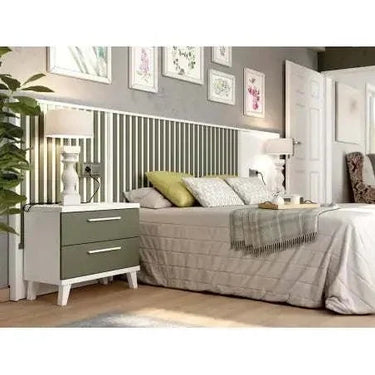 Cabecero de cama matrimonio LUCCA mod. 14 con diseño elegante y sobrio en palillería y acabado liso, fabricado en melamina resistente.