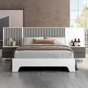 Cabecero cama matrimonio LUCCA mod. 14 de diseño elegante con palillería y acabados lisos y listonados