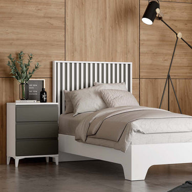 Cabecero individual juvenil LUCCA mod.3 en madera natural con melamina, disponible en varios colores y medidas.