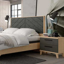 Cabecero Matrimonio tapizado LUCCA mod. 8 con diseño geométrico y estructura personalizable en varios colores