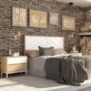 Cabecero tapizado para cama de matrimonio con diseño geométrico y estructura personalizable.