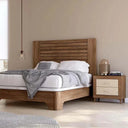 Cabecero 160 listonado de madera con dos mesitas de noche de la composición dormitorio L'AQUILA Mod. 1