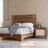 Cabecero 160 listonado de madera con dos mesitas de noche de la composición dormitorio L'AQUILA Mod. 1