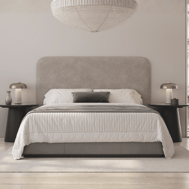 Cabecero tapizado modelo ENZO para cama de matrimonio con diseño contemporáneo y líneas rectas