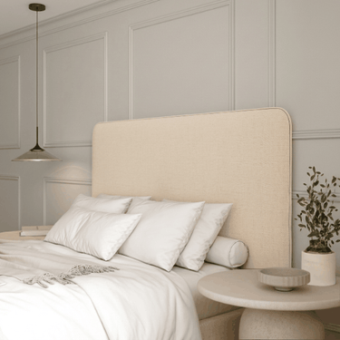 Cabecero tapizado de lino modelo MILO para cama de matrimonio disponible en varios colores y tamaños