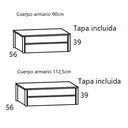 Cajonera armario Genova 2 cajones color textil semimontada