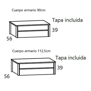 Cajonera armario Genova 2 cajones color textil semimontada