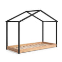 Cama Montessori cabaña de madera MDF color antracita diseño moderno para niños