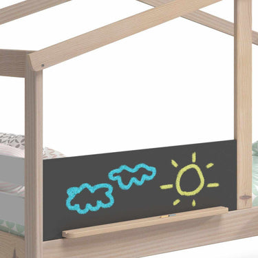 Cama montessori cabaña blanca con tobogán integrado para niños