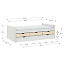 Cama nido compacta Aklav con cajón inferior y acabado natural
