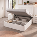 Canapé de base tapizada GENOVA en tonos neutros con almacenamiento extra para dormitorio moderno