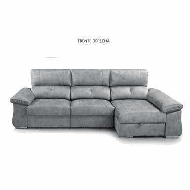 Chaisselonge extensible ARPUC en colores MAGNOL con arcón abatible y taburetes tapizados, fabricada en España.