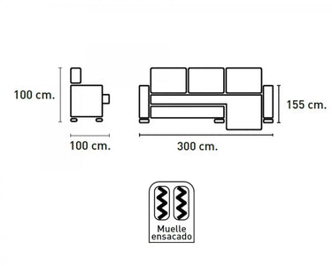 Chaisselonge extensible ARPUC tapizada en MAGNOL con almacenamiento y cama extra, fabricada en España