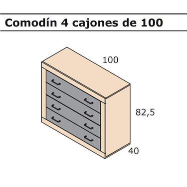 Cómoda 4 Cajones L’aquila Mesita De Noche