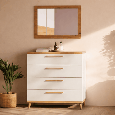 Cómoda 4 cajones GENOVA 100 cm en dormitorio con diseño personalizable y almacenamiento práctico