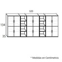 Estantería librería baja Bolonia de madera con módulos abiertos y cerrados para salón