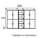 estantería librería baja bolonia para salón comedor con módulos abiertos y cerrados