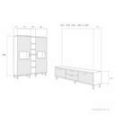 Mueble de salón comedor BOLONIA ambiente 12 diseño nórdico con vitrinas, estantería y mueble TV personalizable