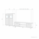 Mueble salón comedor completo BOLONIA con vitrina y módulo TV en acabado madera natural