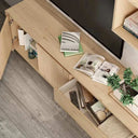 Composición salón LECCE en roble con mueble de televisión moderno y almacenamiento espaçioso