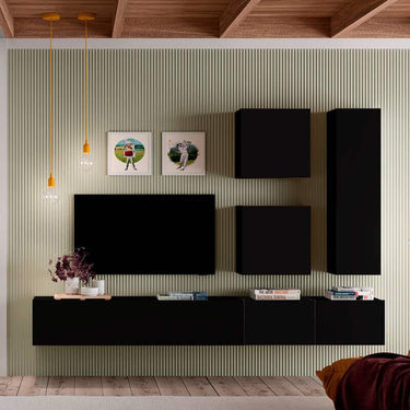 Composición de salón Florencia ambiente 2 con mueble TV flotante y colores elegantes