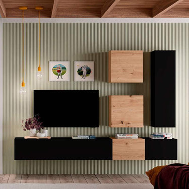 Composición de salón comedor Florencia ambiente 2 con mueble TV flotante y diseño elegante